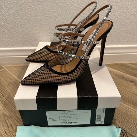 Aquazzura Martini Crystal-Embellished Mesh Pumps size 38 - Picture 3 of 5